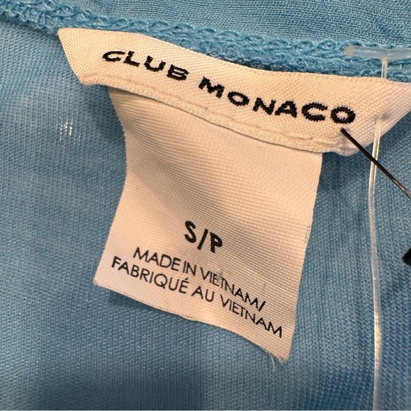 Club Monaco Women’s Racerback Tee / Tank blue w/ sheer side panels size SP NWT - Picture 4 of 8